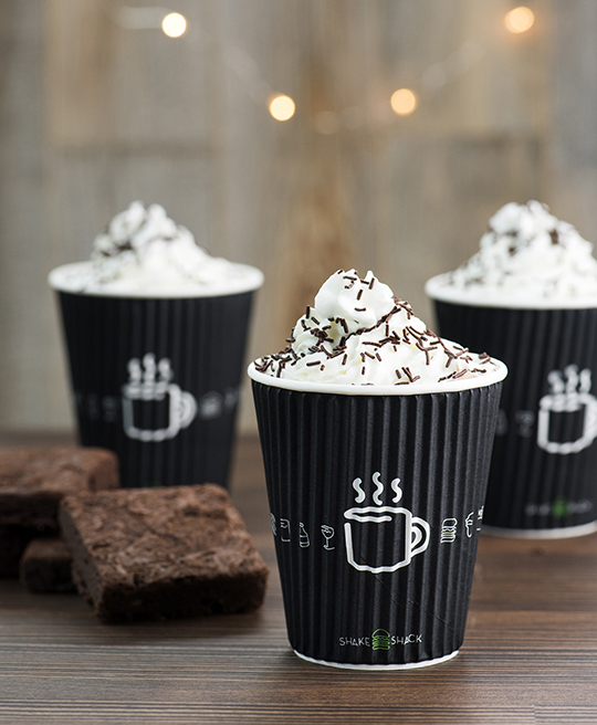 Brownie Batter Hot Chocolate next to brownies