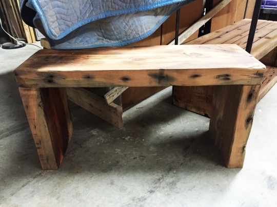 Refoundry bench seat made from solid wood at Brooklyn Flea