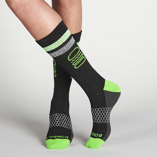 long Bombas socks on feet