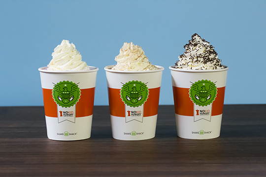 Great American Shake Sale shakes lined up horizontally on a table