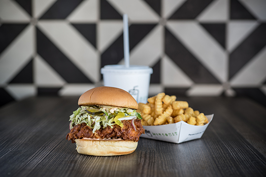 Son of a Gun Chick'n Shack with fries and a drink