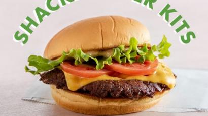 burger with text above it that says DIY Shackburger Kits.