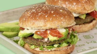 two burgers on a tray