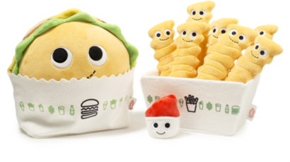plushie burger and fries with eyes